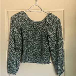 NWOT- Floral Blue Top